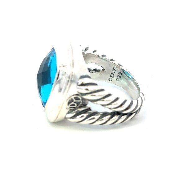 David Yurman Blue Topaz Ring Size 7 Sterling Silver Estate DY599 - Picture 3 of 7